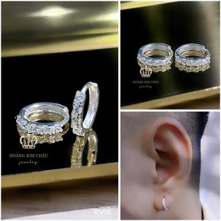 Bông tai bạc nam nữ Hoàng Minh Châu Jewelry ( KV16 ), thiết kế thanh lịch chuẩn bạc chính hãng