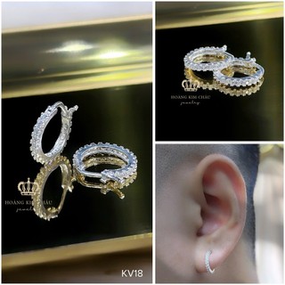 Bông tai bạc nam nữ Hoàng Minh Châu Jewelry ( KV18 ), thiết kế thanh lịch chuẩn bạc chính hãng