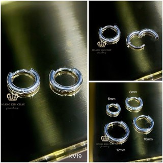 Bông tai bạc nam nữ Hoàng Minh Châu Jewelry ( KV19 ), thiết kế thanh lịch chuẩn bạc chính hãng