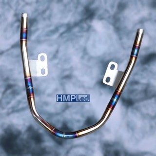 Tay Xách (Cảng sau) Chất Liệu Inox 304 Khò Màu TiTan Cực Đẹp Cho Wave 100, Wave 110, Wave 50cc - Đầu chụp nhôm CNC