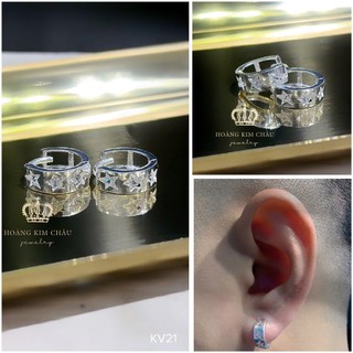 Bông tai bạc nam nữ Hoàng Minh Châu Jewelry ( KV21 ), thiết kế thanh lịch chuẩn bạc chính hãng