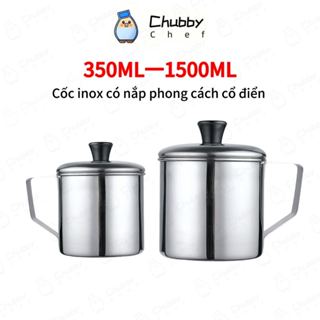 Ca inox Cao cấp cốc inox có nắp giữ nhiệt 350ml-1500ml có quai cầm, nấu được trên bếp từ cốc uống nước inox ly uống cafe