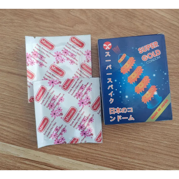 [Mua 5 tặng 1] Bao Cao Su SUPER GOLD Gân Gai Bi, 1 hộp 2 cái Bcs Kéo Dài Thời Gian Hệ
