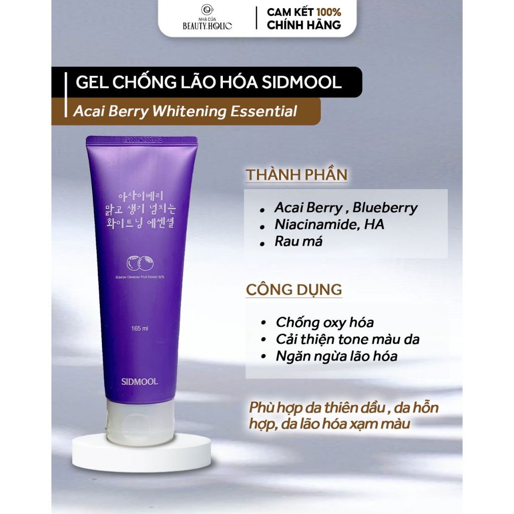 Gel dưỡng da SIDMOOL ACAI BERRY WHITENING ESSENTIAL