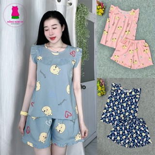 Đồ bộ nữ mặc nhà đùi cánh tiên chất LỤA mịn mát size 43-75kg Hồng Nam Vy