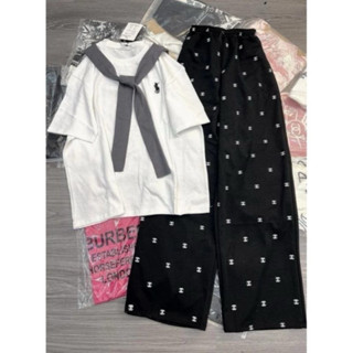 [ Hot ] Set Bộ Quần Ống Suông Họa Tiết Chờ Neo hack dáng + Mix Áo Phông Thủy Thủ Có Dây Buộc