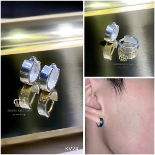 Bông tai bạc nam nữ Hoàng Minh Châu Jewelry ( KV24 ), thiết kế thanh lịch chuẩn bạc chính hãng
