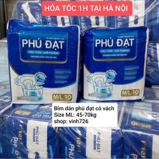  Tã bỉm dán Phú đạt Có vách hai bên   10 gói 100miếng  dành cho người già phụ nữ sau sinh: Sizetừ 40-80kg Siêu thấm  hút 