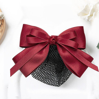 Kẹp búi lưới handmade tiểu thư màu đỏ xinh xắn K121-M2
