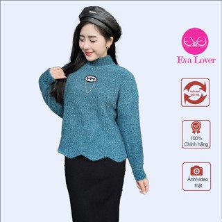 Áo len nữ lông thỏ phối viền sóng kiểu dáng xuông chất len dầy siêu ấm mix chân váy len gân Evalover