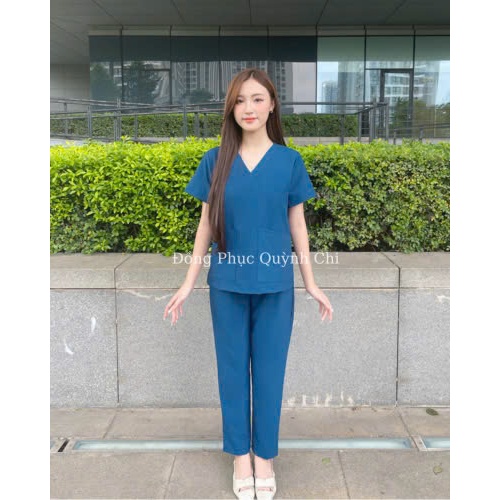 Bộ Scrubs Bác sĩ  Y Tá CAO CẤP, Đồng Phục Spa, Phòng khám, Quần áo cổ Tim Dược sĩ, Điều Dưỡng Chất Cotton Hàn