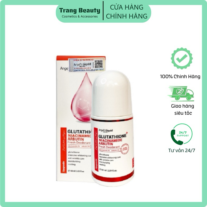 Lăn Nách Khử Mùi Dưỡng Trắng Mát Lạnh Angel's Liquid Glutathione 60ml