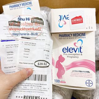 Vitamin tổng hợp elevit cho bà bầu, trước sinh, bầu và sau sinh 100 viên