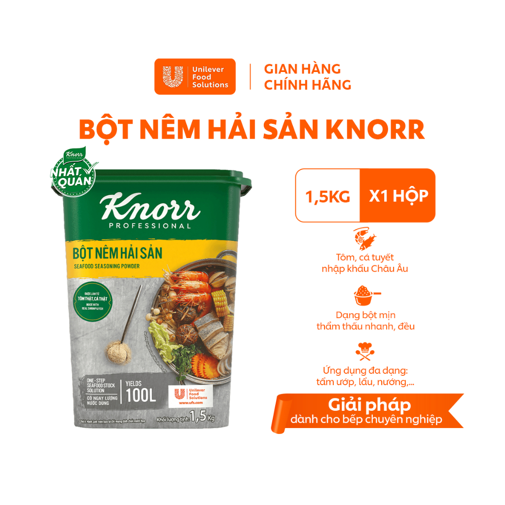  Bột Nêm Hải Sản Knorr Professional 1.5kg - Chuyên Dùng Cho Nấu Ăn 