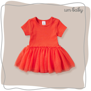 Váy body chip bé gái 0-24m BABY ngắn tay màu đỏ váy đầm công chúa bodysuit sơ sinh đầy tháng thôi nôi bé gái xuất dư