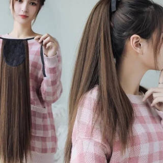Tóc giả cột thẳng dài 60cm, sợi tơ cao cấp