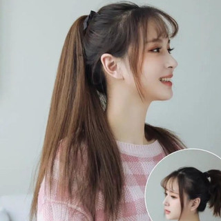 Tóc giả cột thẳng dài 60cm, sợi tơ cao cấp
