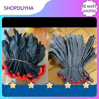 12 đôi găng gang tay vải MÚT bảo hộ lao động đen-xám