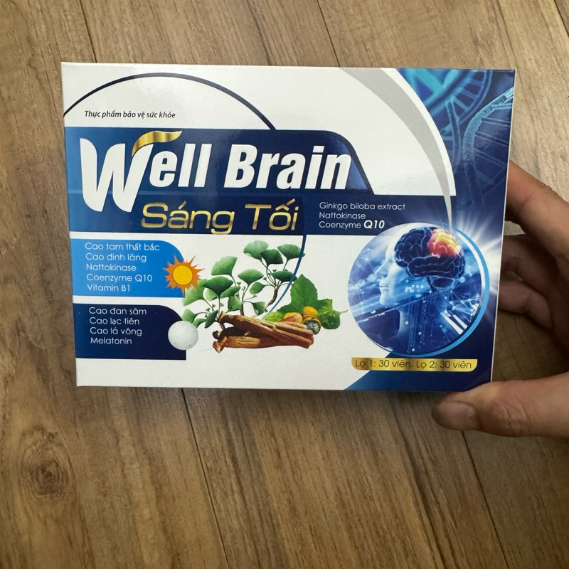 Viên uống bổ não dành cho người mất ngủ WELL BRAIN SÁNG TỐI - Giúp dưỡng tâm an thần, ngủ ngon, ngủ sâu giấc