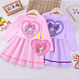  Váy Đầm Vuốt Kim Sa Đổi màu 2 mặt Thời Trang cho bé Gái Nhà Grayhomme Kuromi - Cinnamoroll - Melody Hàng Quảng Châu 