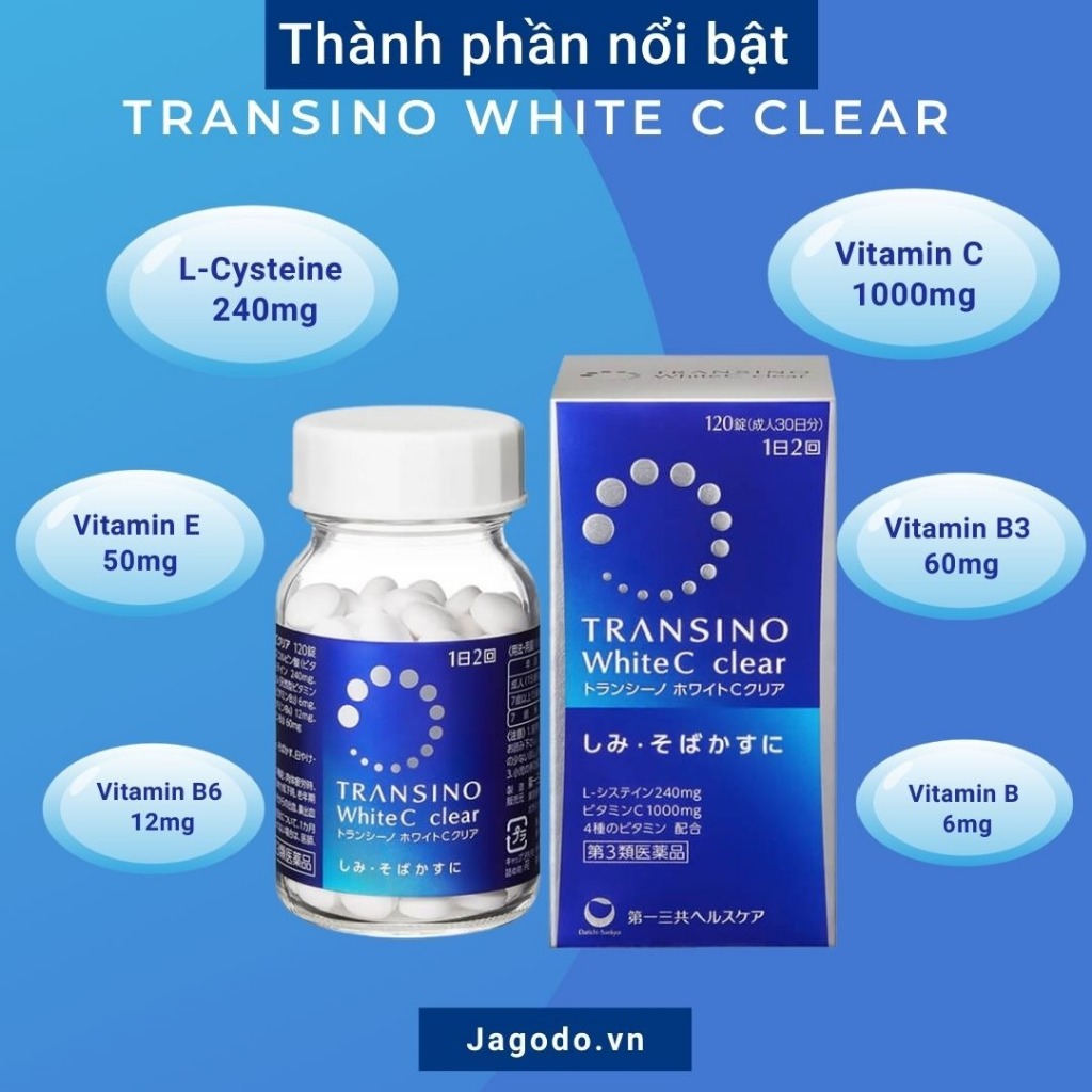 Viên Uống Trắng Da Transino White C Clear 120v Nhật Bản Trắng Da, Mờ Nám, Tàn Nhang