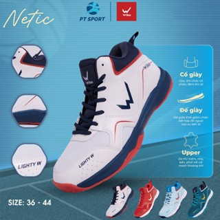 Giày Thể Thao Bóng Chuyền WIKA NETIC Màu Trắng Da Pu Đế Eva Siêu Nhẹ Chơi Sân Bê Tông Tốt [Tặng Tất]