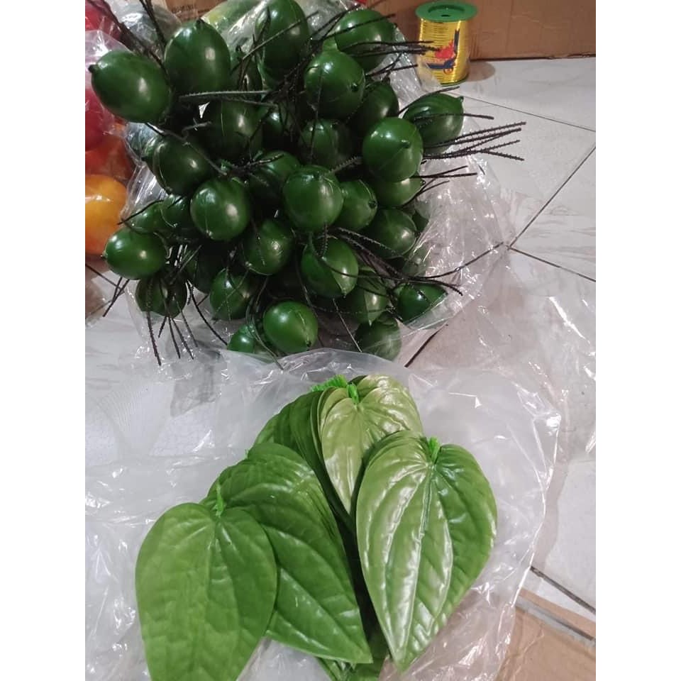 BUỒNG CAU GIẢ - LÁ TRẦU GIẢ - BUỒNG CAU  50 QUẢ . COMBO 10 LÁ TRẦU  - DÙNG CHO TRÁP CƯỚI HỎI