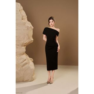 Váy đầm nữ dự tiệc thiết kế trễ vai lệch xếp ly sườn dáng bút chì TUYTSY nữ tính đi chơi sang chảnh TIINSTORE VHN1148