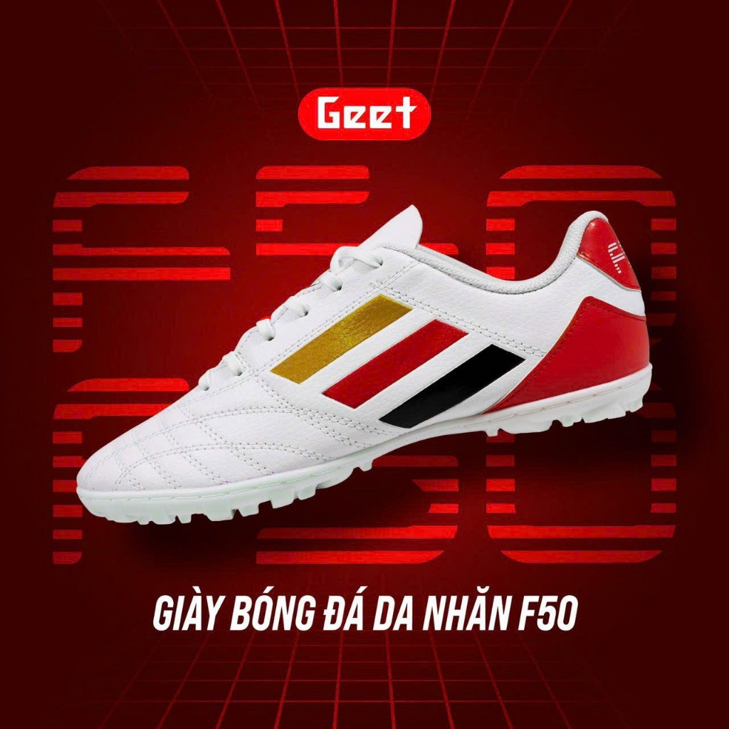 Giày Đá Bóng GEET 3 Sọc Da Nhăn F50, Giày Đá Banh Sân Nhân Tạo Size 39 - 44