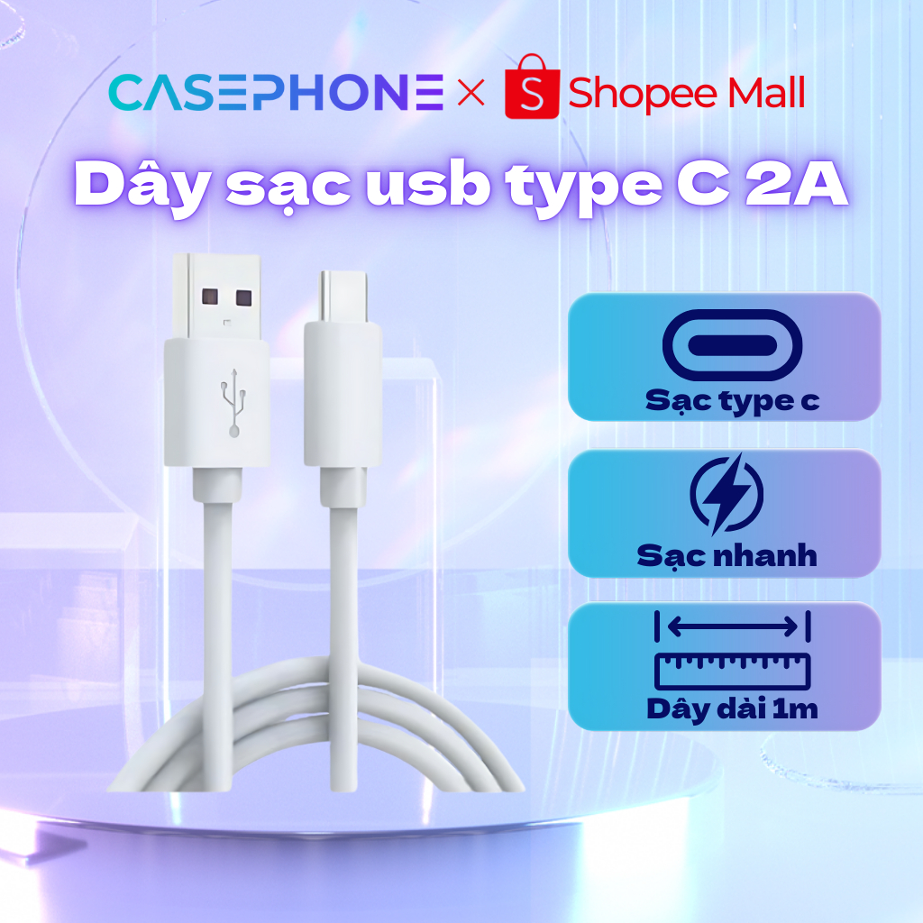 Dây Cáp SẠC NHANH 2A cổng USB Typec, micro Dùng cho các dòng máy androi  Chống gãy - Siêu Rẻ - Siêu Bền - carephones