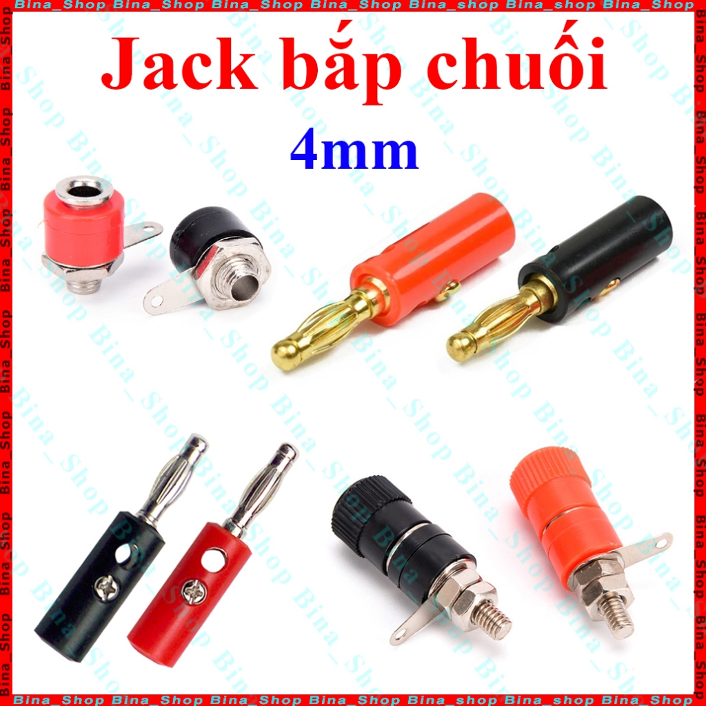 Jack bắp chuối 4mm chuôi cắm đực cái tự chọn
