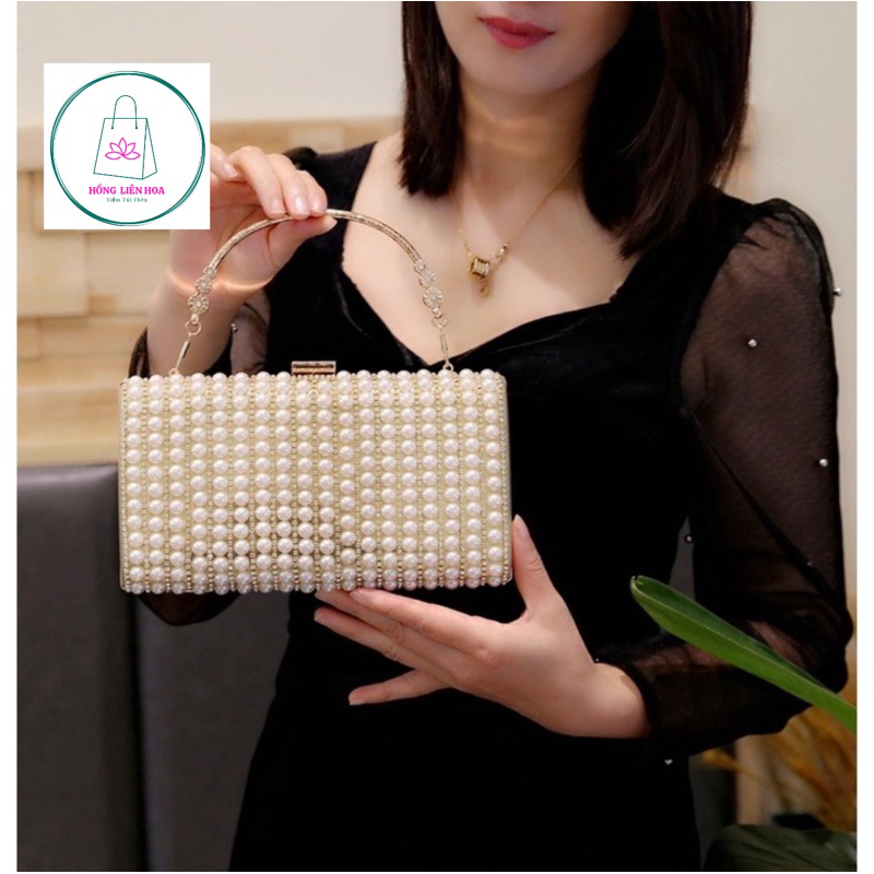 Túi dự tiệc đính hạt ngọc siêu sang