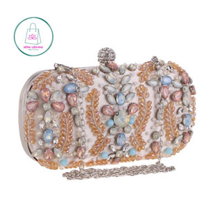 Túi dự tiệc đính đá hình bông lúa phối màu siêu đẹp