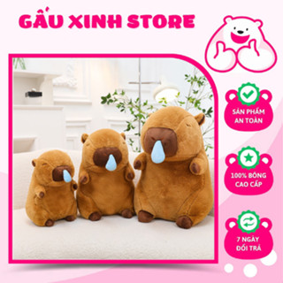 Gấu bông chuột capybara chảy nước mũi màu HỒNG, NÂU (mũi liền) lông mềm, hàng cao cấp kt 30cm