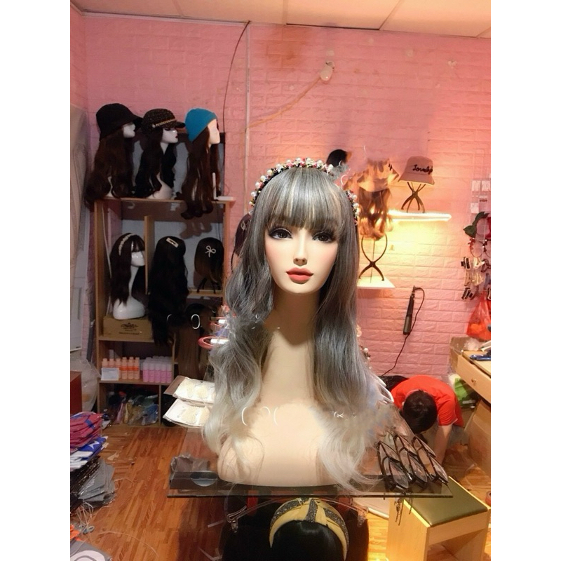 Đầu manocanh đội tóc giả(52cm)
