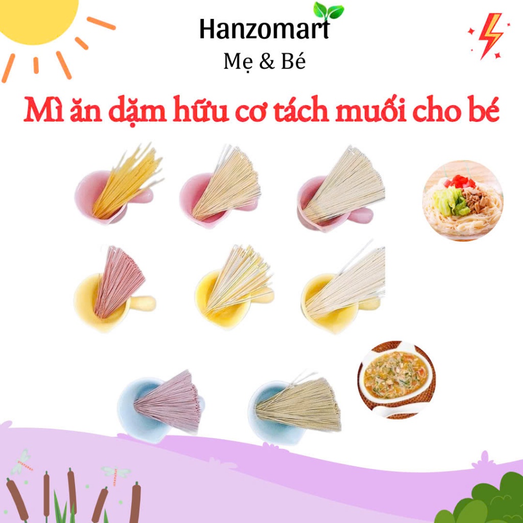 Mì ăn dặm cho bé hữu cơ Mì Somen, Udon, Nui Wakodo Nhật Bản . Đồ ăn dặm tách muối cho bé