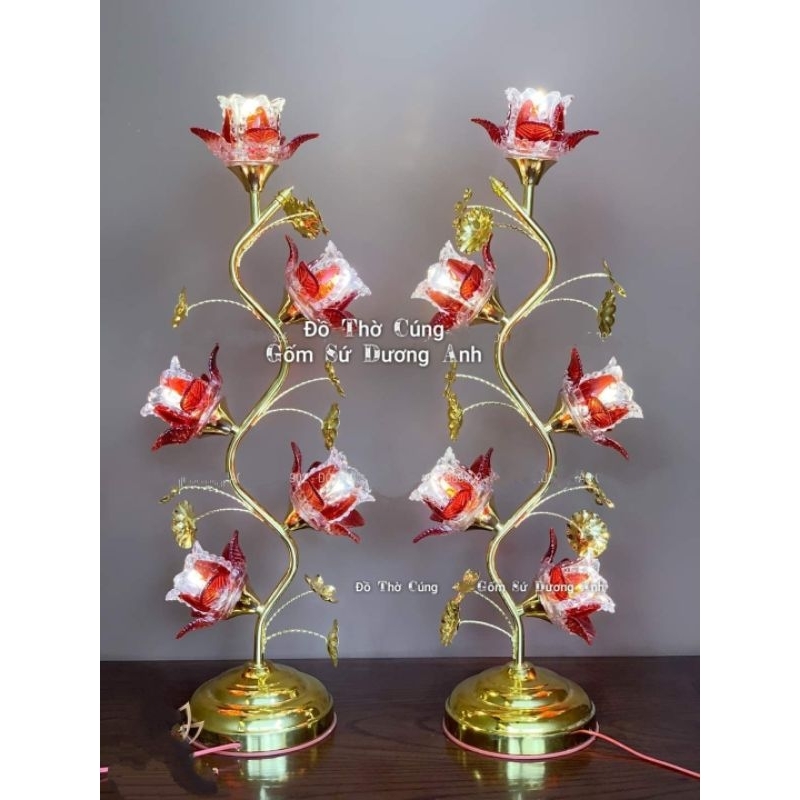 Đèn thờ thủy tinh 5 bông