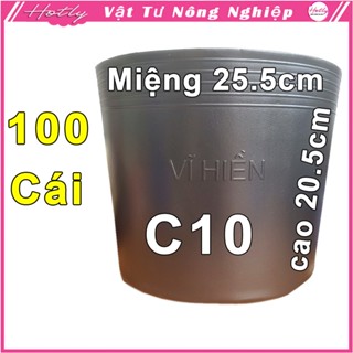 100 Chậu nhựa VĨ HIỀN C10 miệng,cao 25.5x20.5cm trồng cây ăn trái và hoa siêu bền--77105