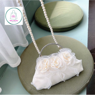 Túi cầm tay đi tiệc lụa bông hoa hồng tiểu thư - túi áo dài sườn xám