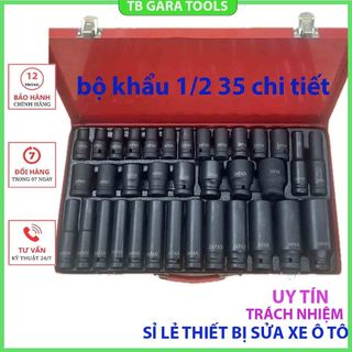 Bộ tuýp mở bu lông 1/2 inch đen Japan 35 chi tiết, bộ khẩu chuyên mở siết bulong thép đen siêu cứng