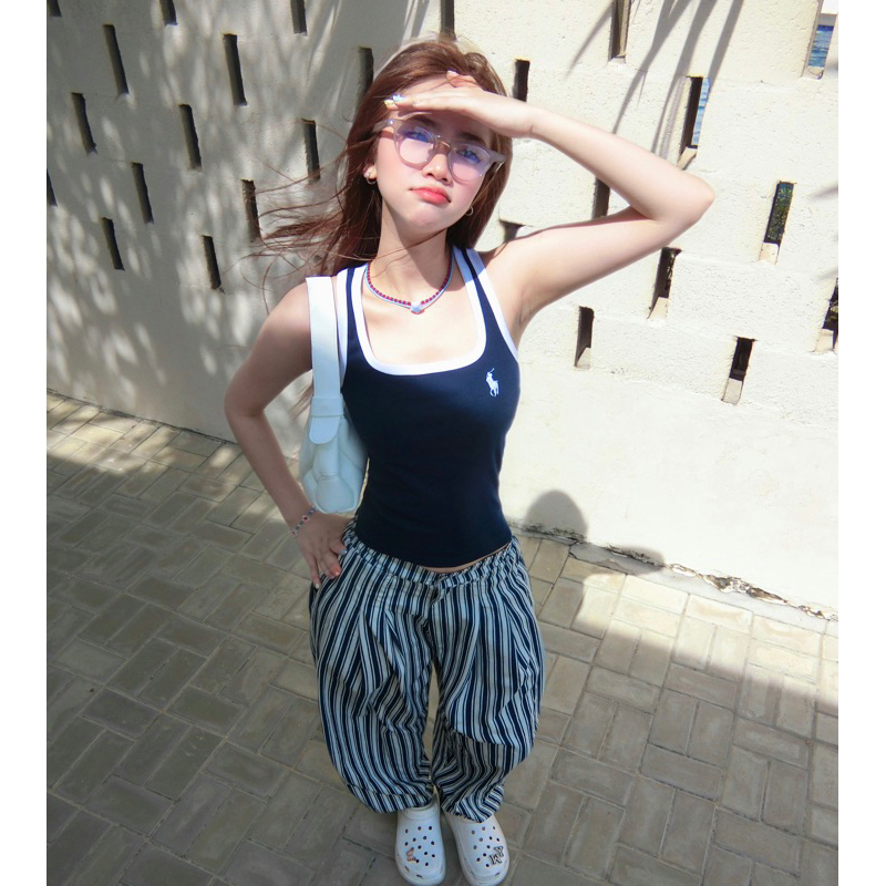 Áo ba lỗ mùa hè màu hải quân xanh đen phối trắng