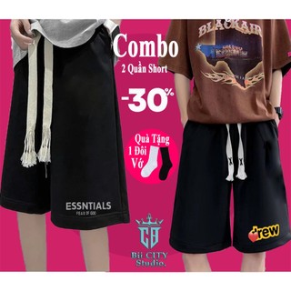Combo 2 Quần Short Đùi Nam Nữ (chữ ESS) Unisex Basic Cá Tính.
