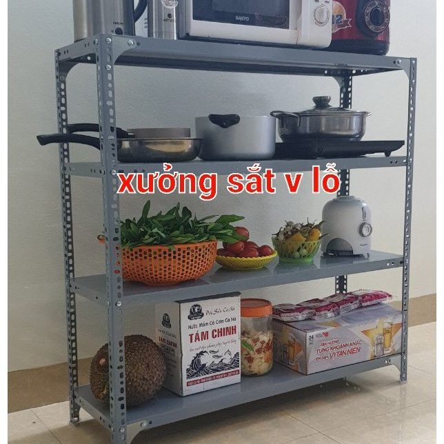 Kệ V lỗ 4 Tầng ( V3 Mâm 30cm x 100cm chiều cao khách tự chọn ). kệ tủ V lỗ,kệ đựng hàng,kệ trưng hàn