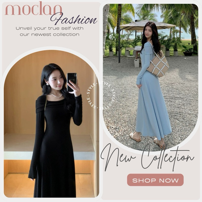 (moclanclothing -order) váy len dáng xoè dài tay nhà MULVAN XINH YÊU