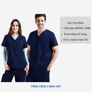 Bộ Scrubs cổ tim phòng mổ,  đồng phục Spa, phòng khám, Bác Sĩ, quần áo phòng mổ, đồng phục phẫu thuật VẢI THƯỜNG
