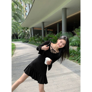 (Moclanclothing -order) váy dài tay dáng xoè nhà MULVAN chinh hãng