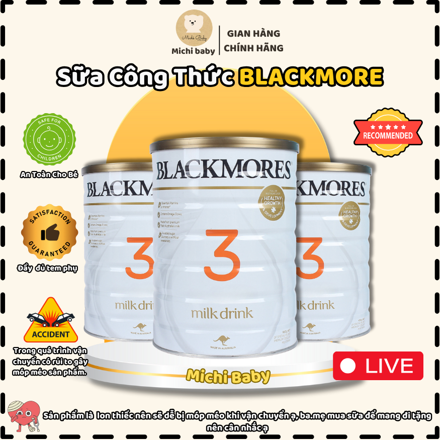 Michi Live -Sữa Bột Blackmores Đủ Số Cho Bé 1,2,3 900g Hàng Chính Hãng Đầy ̣̣Đủ Tem Phụ Công Ty Liên Phong-MC267