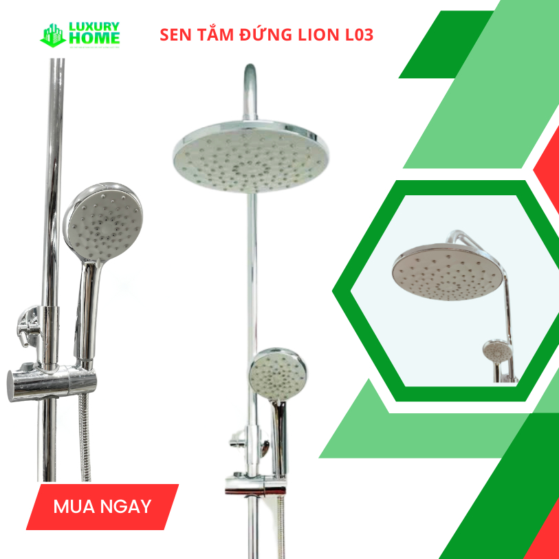 Sen Tắm Đứng Lion L03 - Đồng Thau Mạ Crom Cao Cấp - Giá Rẻ - Bảo Hành 3 Năm