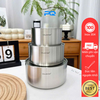 Bát kiêm tô có nắp chockmen ăn cơm hấp trộn đồ đáy liền bằng thép không ghỉ 18/10