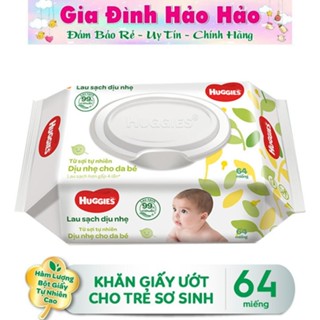 Khăn Ướt Em bé Huggies Không mùi - Gói 64 Miếng